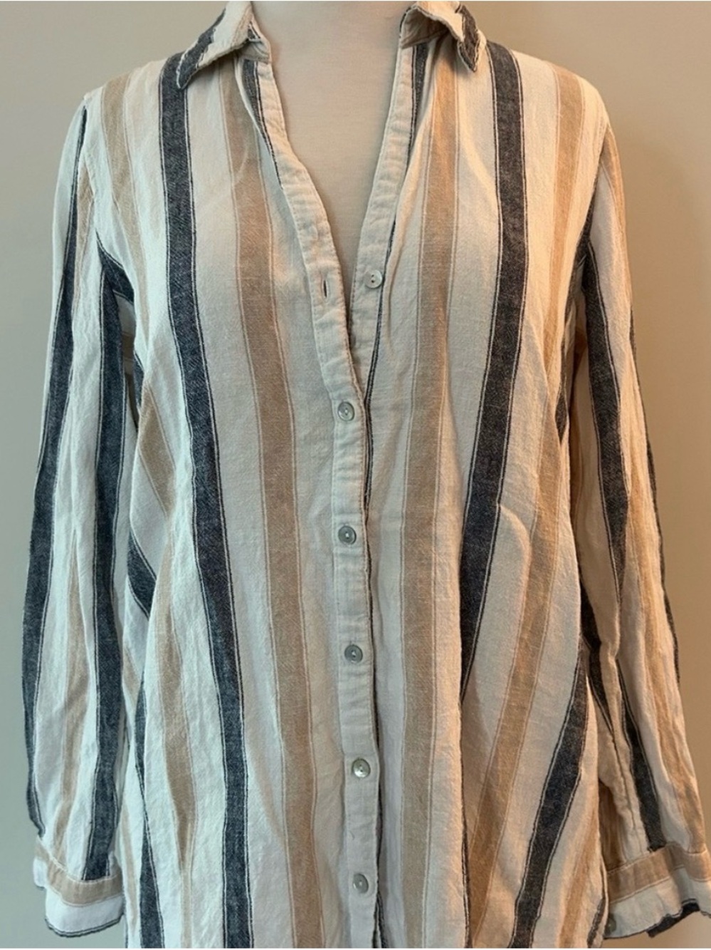 Tahari Striped Button Down Top